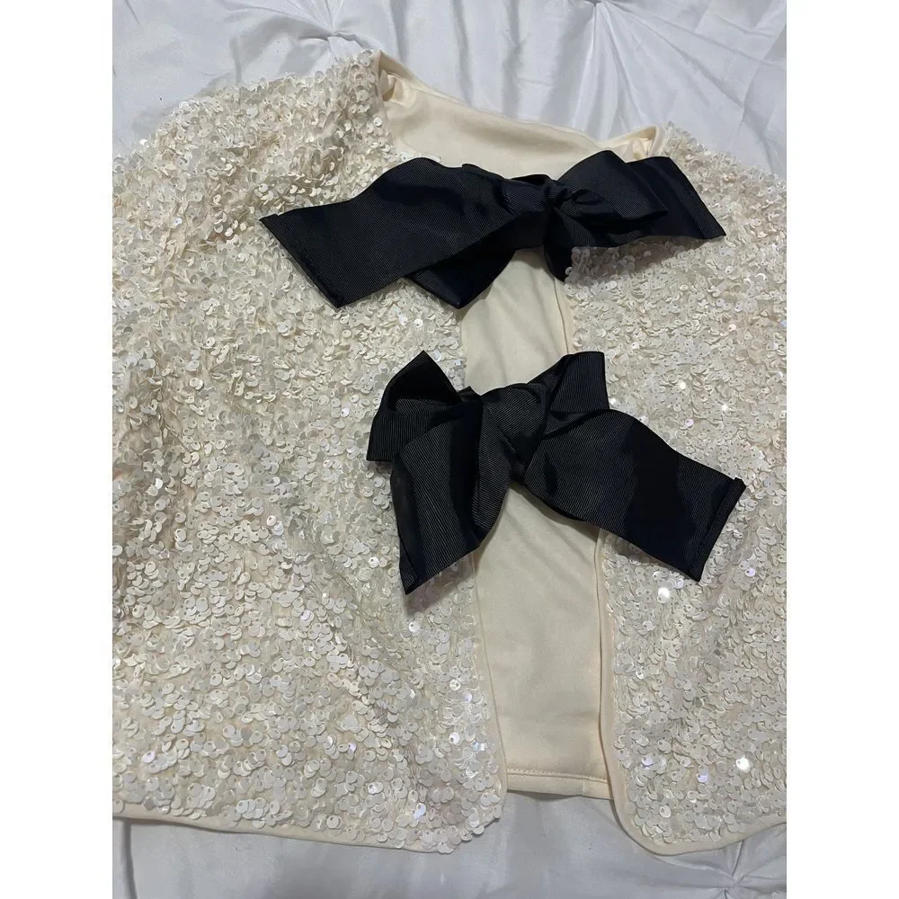 Commense Sequin Long Sleeve‎ Jacket With Bow Decoration size XS/2